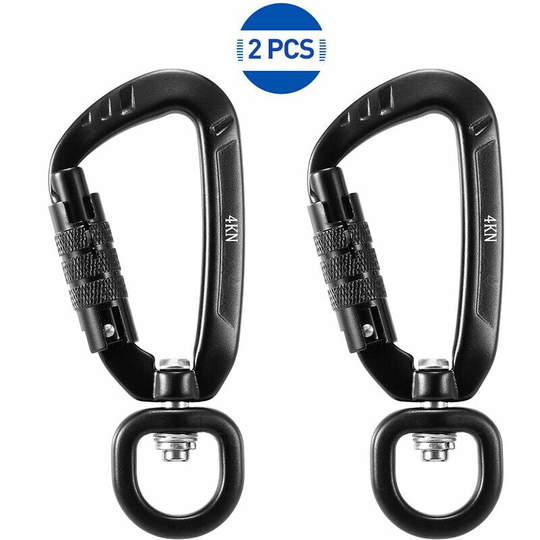 360 ° rotary carabiner, 4kn, 2pcs, black