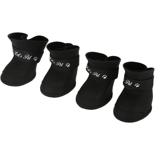 4Pcs Dog Shoes Silicone Boots Waterproof Anti-slip Protective Rain Shoes for Small Pet Dog (l / Black) - Langray