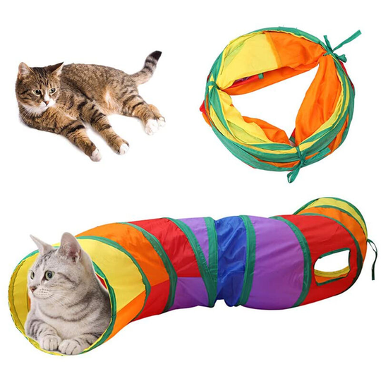 Cat Tunnel ,Also Included is a Interactive Cat Toy , Toys for Cats ,Cat Tunnels for Indoor Cats , Cat Tube , Collapsible, colorful
