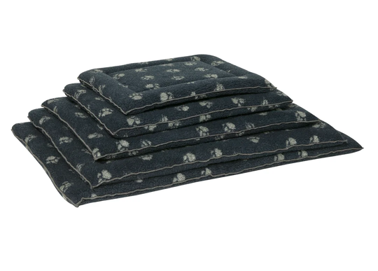 Sherpa Fleece Dog Cage Mattress in Navy and Grey