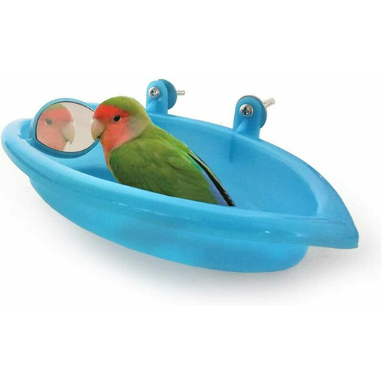 Birds Bath Pet Bath Supplies Portable Shower Small Plastic Pet Parrot Bath, Bird Bath Parrot Shower Accessories (Blue)
