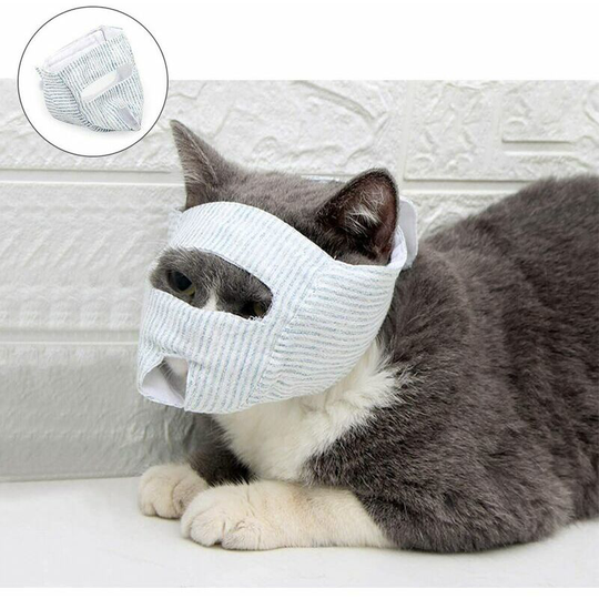 Breathable Cat Muzzle Cotton Cat Retainer Muzzle for Grooming and Nail Trimming Open Eye Section m