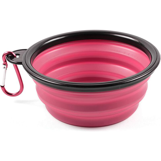 Collapsible Pink Silicone Bowl for Dogs and Cats with Carabiner - 350 ml, 60014329, Small (350 ml)