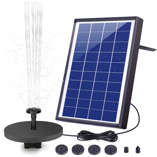 6.0W Solar Fountain Water Pump - 500LPH Solar Powered Bird Bath Pool Watering Pump with 6 Nozzles for Garden, Pond, Pool, and Outdoor