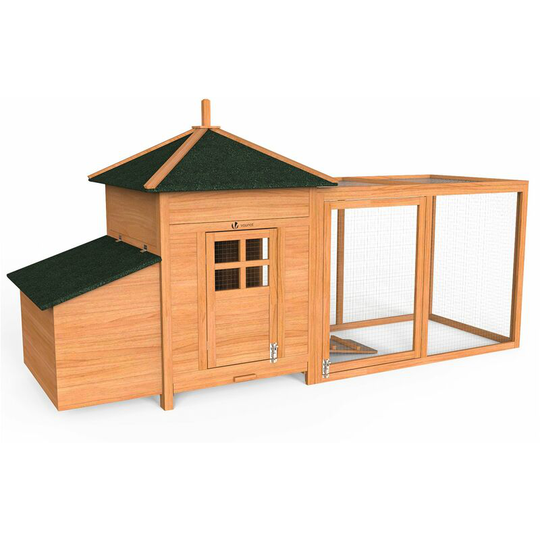 VOUNOT Chicken Coop and Run, Wooden Hen House with Nest Box 190 x 100 x 55cm