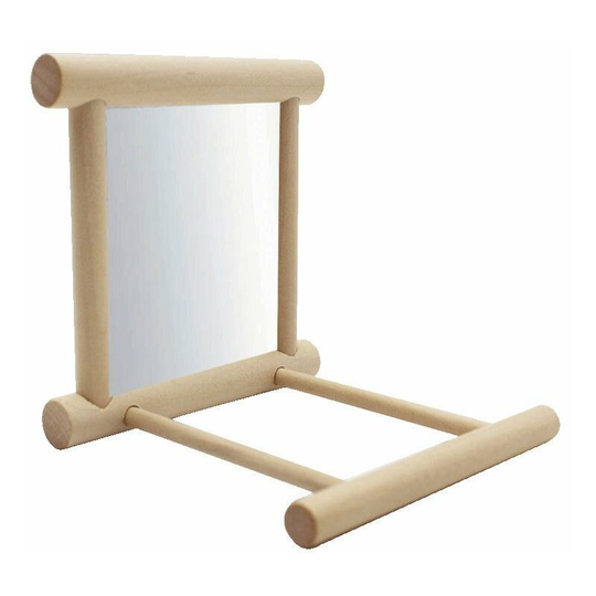 Perle Rare - Mirror with Wooden Perch for Bird 10 x 10 cm