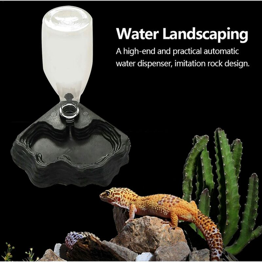Portable Water Dispenser with Drinking Dish, Automatic Food Dispensers, Reptile Automatic Drinking Fountain Tortoise Lizard