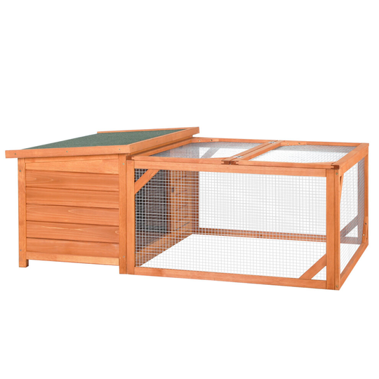 PawHut Rabbit Hutch Run Small Animal Guinea Pig House, Openable Roof