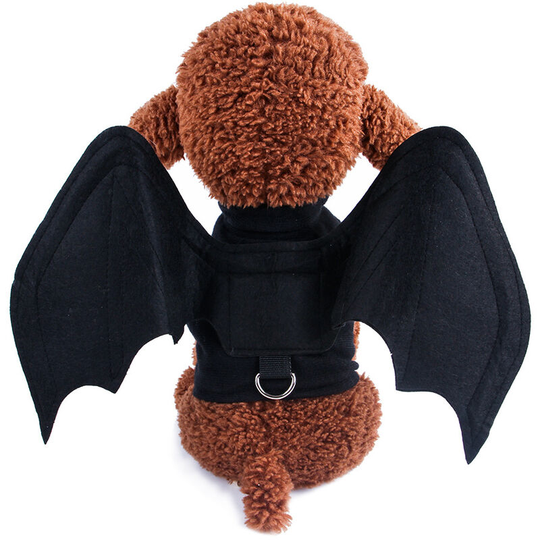 Pet Dog Cat Halloween Costume Bat Wings Pumkin Bell Foldable Solid Color Holiday Party Pet Apparel Clothes (Bat suit m)