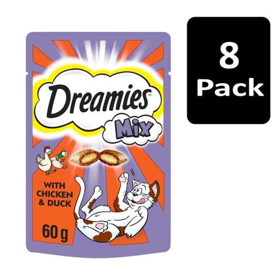 Dreamies Mix Adult Cat Treats with Chicken and Duck 480g (8x60g packs)