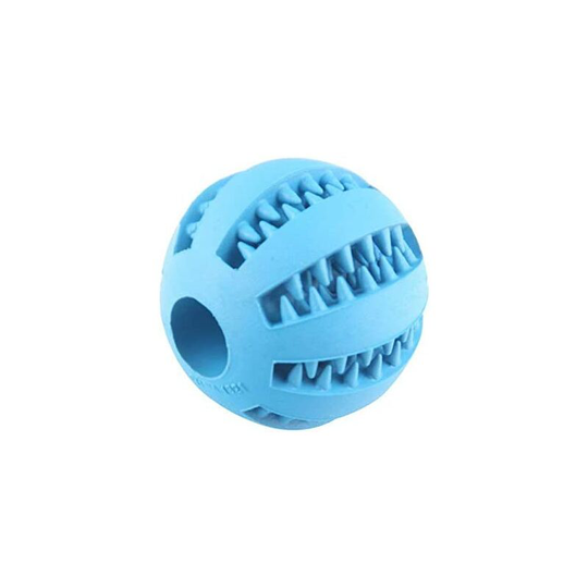 Litzee - Interactive Dog Cat Pet Teeth Cleaning Toy Ball, Rubber Chewball iq Puzzle Dog Cat Training Ball (7 cm, Blue)