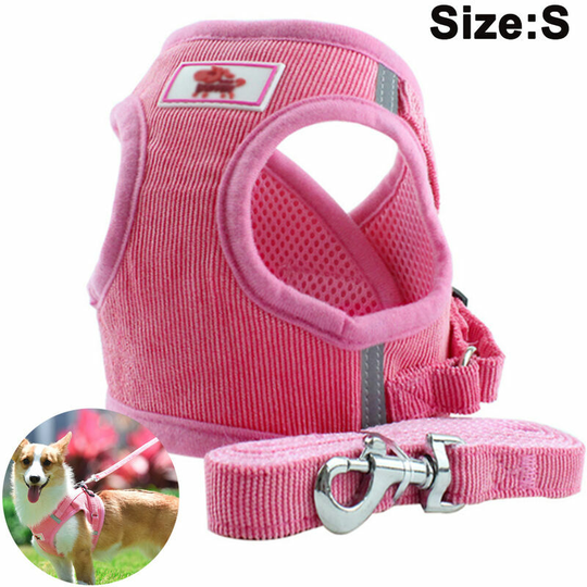 Monly - Dog Harness with Leash for Dogs, Soft Mesh Chest Harness for Medium and Small Dogs/Cats, Adjustable Reflective Breathable Puppy Vest Harness,