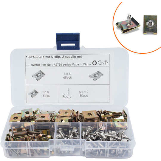 Color Plated Zinc U Shaped Nut Set Manganese Steel Nut with M3 * 12 Stainless Steel Screw