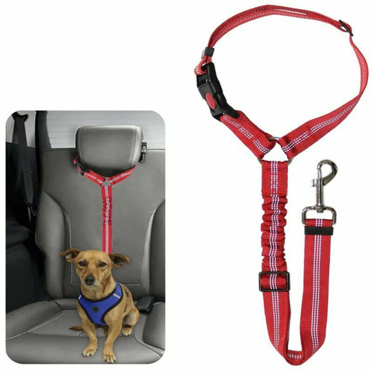 Morejieka - Headrest Dog Car Seat Belt Adjustable with Elastic Bungee Buffer Durable Headrest Pet Seat Belt Dog Car Safety Harness Restraint(red,2