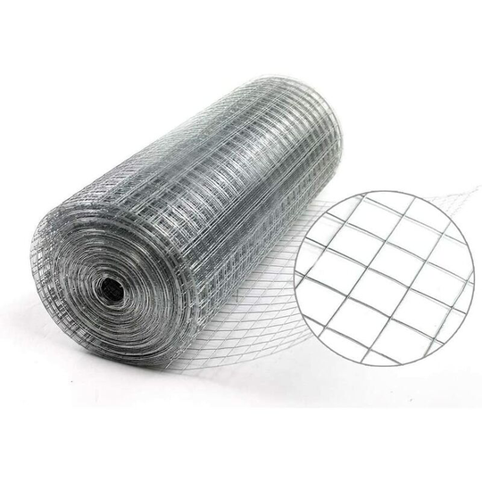 61CM X 15M Galvanised Square Mesh Weld Mesh Roll 0.9mm Wire Fence for Chicken Coop Rabbit Henhouses Garden Vegetables Fruit Cage Animal Enclosure