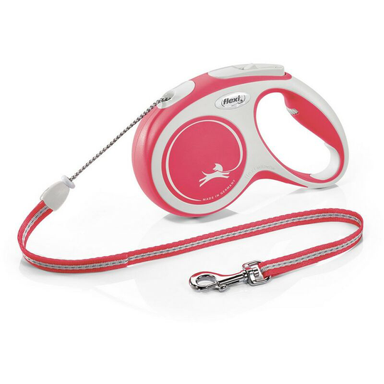 New Comfort Medium Retractable Dog Cord (5m) (Red) - Red - Flexi