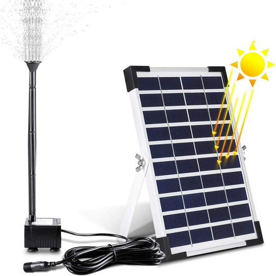 Gizcam - 500L/H 5W Water Pump Solar Fountain for garden Decoration, BirdBath, Water Cycling, Fish Tank, and Small Pond