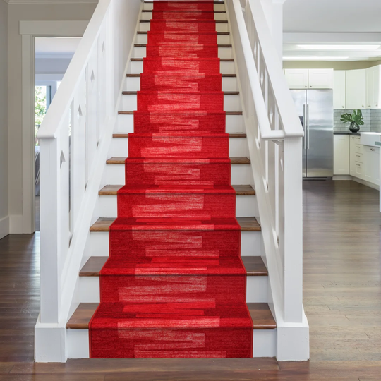 Benedick Twist Pile Red Stair Runner Rug