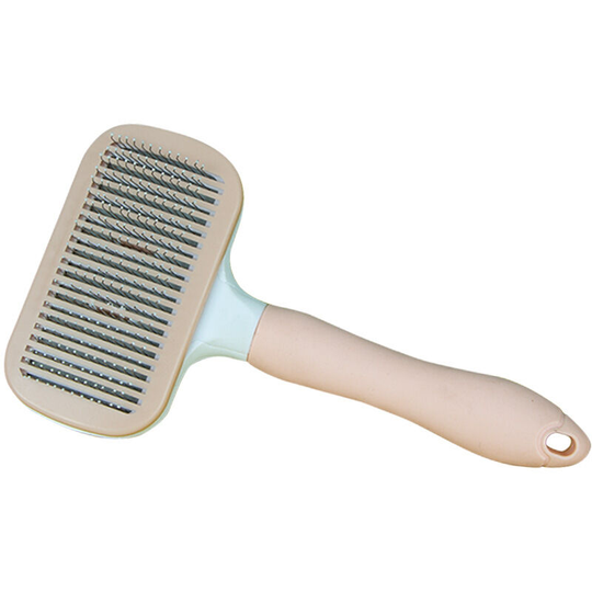 Muff - Knotted Comb for Pets, Effectively Cleans Dead or Messy Hair, Ergonomic Design, Universal for Cats and Dogs (Pink, with One-Touch Cleaning