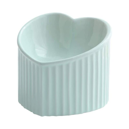 Green Raised Bowl Holder Inclined Bowl for Dog and Cat Ceramic
