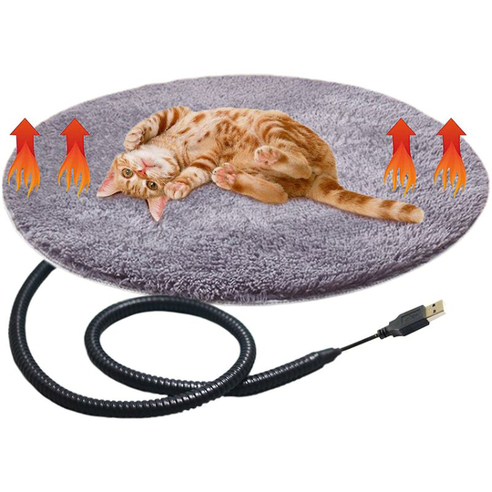 Joorrt - Electric Pet Mattress Blanket Constant Heating Soft Warm Bed 15 Inch Diameter Round Heating Mat With Chew Resistant