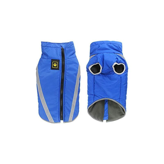 Waterproof Dog Coat Winter Warm Jacket, Pet Clothes Windproof Dog Jacket Outfit for Small Medium Dogs with Harness Hole 2XL Blue