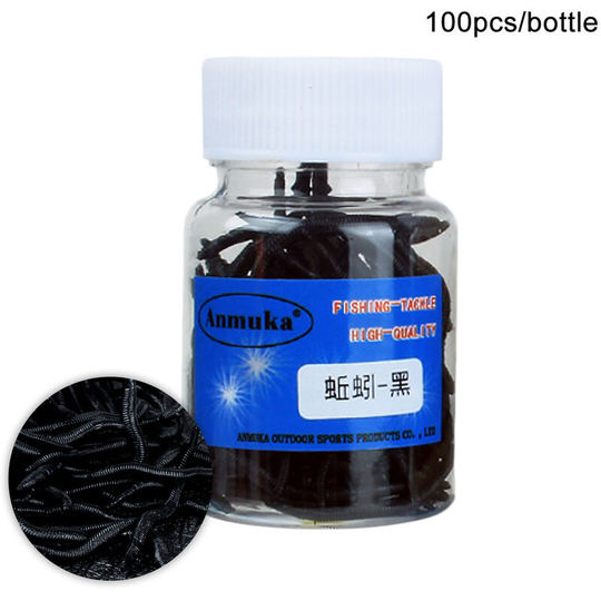 100pcs 4cm Fishing Lure Soft Maggot Earthworm Plastic Artficial Grub Worm Soft Bait Lures,model:Black 100pcs - model:Black 100pcs
