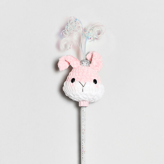 Knitted Doll Teasing Cat Stick, Ringing Paper Bells, Animal Series Teasing Cat Stick, Rabbit - Muff