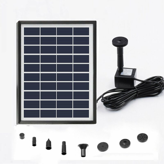 Solar Fountain - 6W Outdoor Garden Solar Fountain Pump with 6 Nozzles for Bird Bath, Pond, Pool, Patio, Garden Decoration
