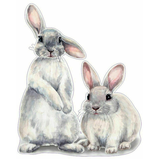 30*40CM Typography Wall Sticker Two Cute Rabbits Children's Room Home Decoration Removable Wall Sticker