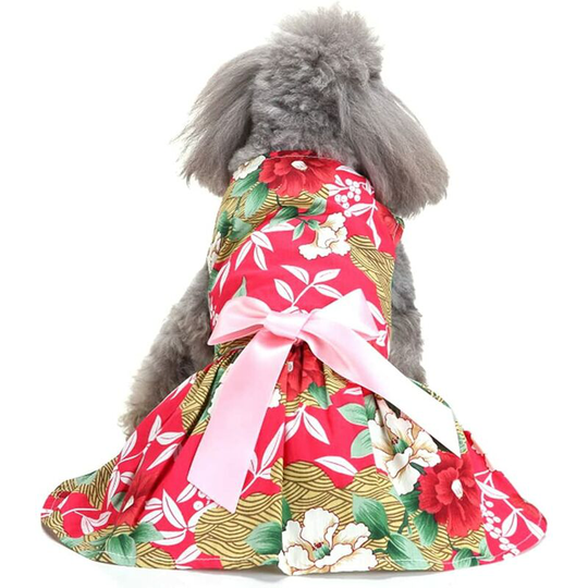 Soekavia - Dog Dress Cute Pet Skirt Elegant Shirts Sundress Bowknot Summer Puppy Apparel Clothes Small Medium Girl Dogs Cats Wedding (Red-XS)