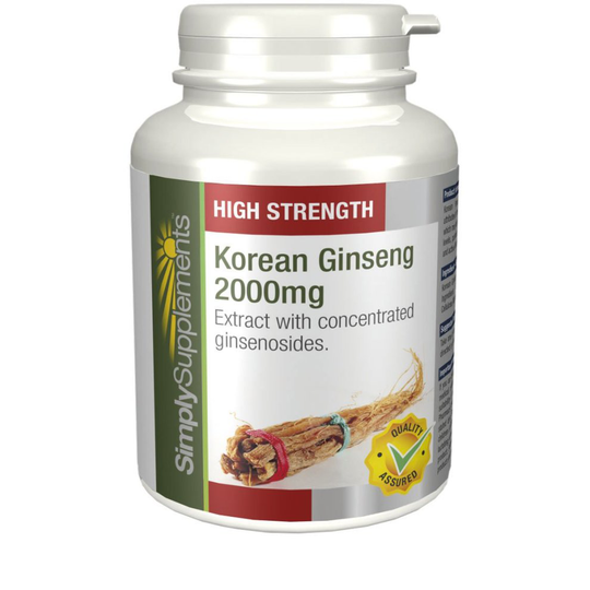 Korean (Panax) Ginseng 2000mg | A Natural Source of Energy Boost | 120 Tablets | 100% money back guarantee | Manufactured in the UK