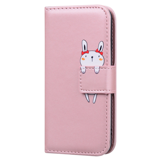 Case for Xiaomi Redmi Note 11 Cute Cartoon Animal Leather Wallet flip Creative magnetic protective cover - Rosegold Rabbit