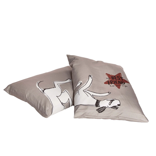 Battersea Daydreamer Dog Pillow in Grey/Red/White