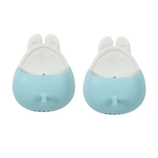 Rabbit Shaped Wall Storage Box Bathroom Toothpaste Toothbrush Holder Free Punching Strong Drain Storage Box Blue 2