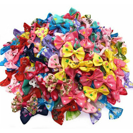 Lot of 100 assorted nodes for dog hair with rubber elastics - Grooming accessories for small dogs, cats, puppies