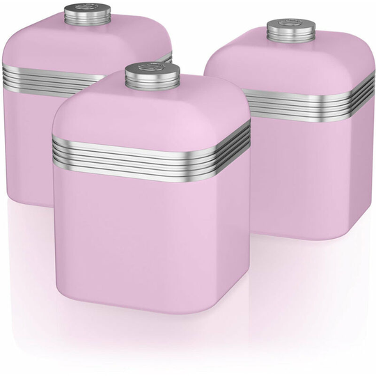 Retro Set of 3 Canisters Pink - pink - Swan