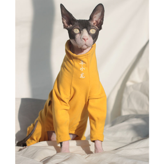 Sphinx hairless cat clothes fall and winter warm four-legged clothes jumpsuit four-sided stretch East short Abyssinian M size (chest 37", neck 22",