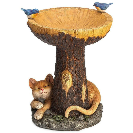 Benobby Kids - Garden Decoration Cat Bird Bath Resin Ornament Craft Garden Gardening Ornament 15*15*20cm Bird Feeder Christmas Decoration Gift