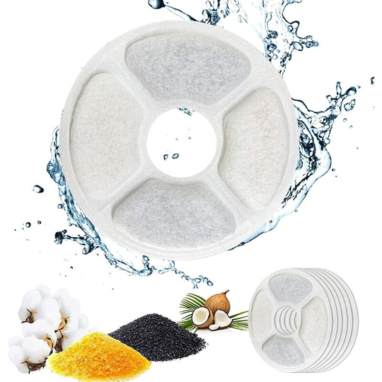 Modou - Cat Water Fountain Filter, 6 Pcs Triple Action Cat Fountain Replacement Filters with Ion Exchange Resin, Activated Carbon for 2-2.5L Water