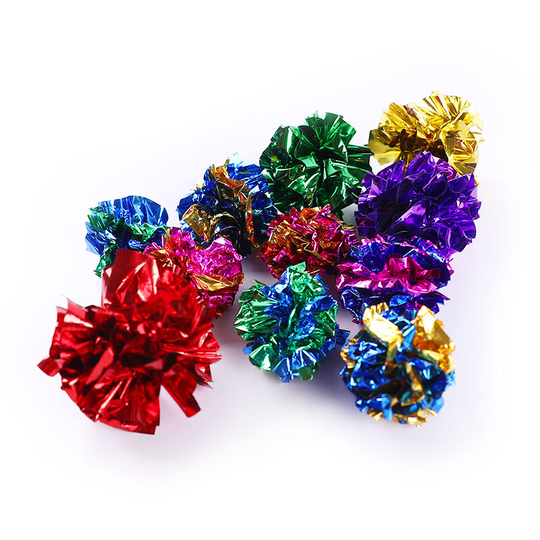Cat Crinkle Balls, 2.16 Inches Colorful Cat Balls Chew and Chase Cat Crinkle Balls Lightweight Cat Toys for Indoor Cats to Keep Fit and Active 10 pcs