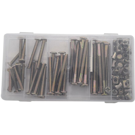 Naxunnn - 100pcs Furniture Nut Bolts Kit 40mm/50mm/60mm/70mm/80mm