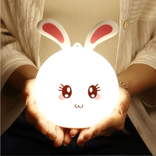LED table lamp, LED loading cute rabbit silicone pat, can reduce pressure, pinch, touch and mitigate gift light for colorful children-