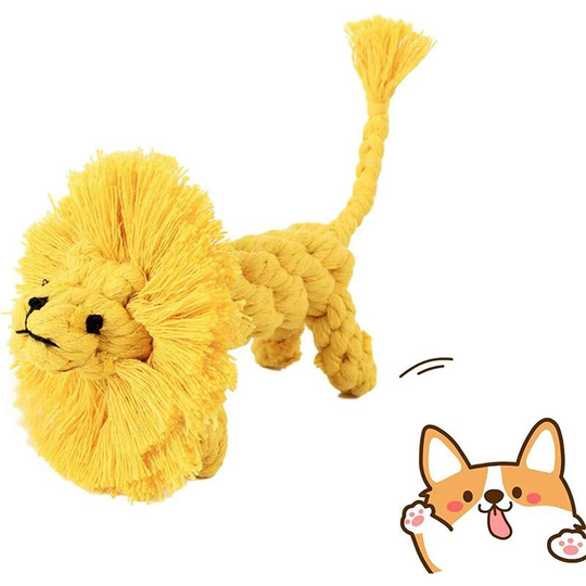 Litzee - Chew toys for dogs and puppies - For boring teething - Rope ball - For training teeth - Toys for small and medium dogs (Lion)