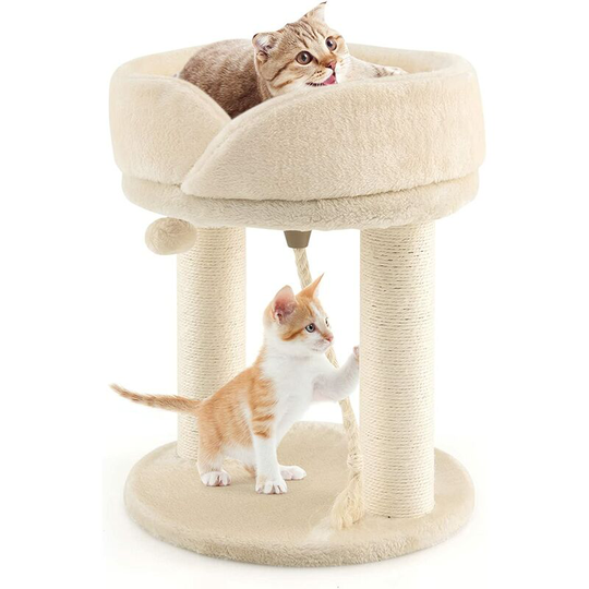 Costway - Cat Tree, Kitty Scratching Posts Climbing Tower with Fur Ball and Sisal Rope, Indoor Cats Furniture Activity Center