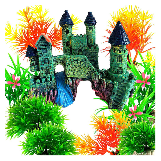 Aquarium Decoration Plants, 10 Pieces Size Aquarium Plants Plastic Decoration and Rock Polyresin Cave Ornament Decoration