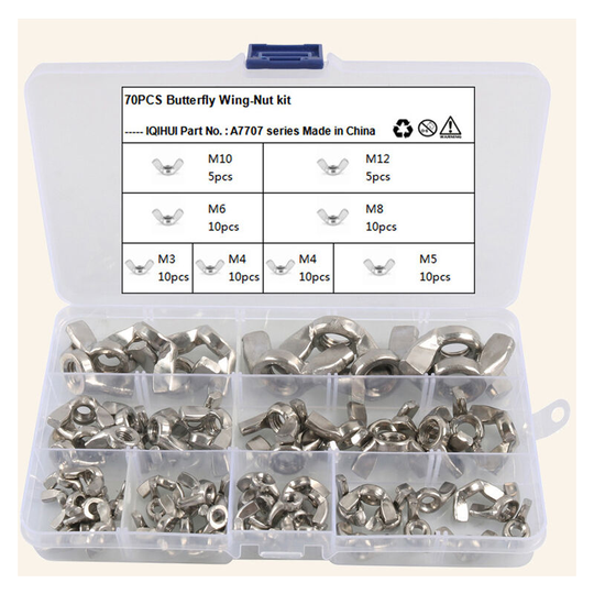 Muff - 120 pieces of 6 types of 304 stainless steel wing nuts