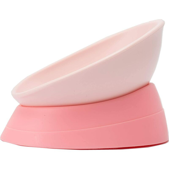 Bulldog Non-Slip Rubber Bowl for Dogs and Cats with Angled Base, Pink