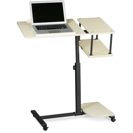 Laptop Desk Height-Adjustable Extra Large Portable Computer Stand 100x77x40cm Notebook Table Sofa Desk Side Table w/ 4 Wheels w/ Brakes for Tablets