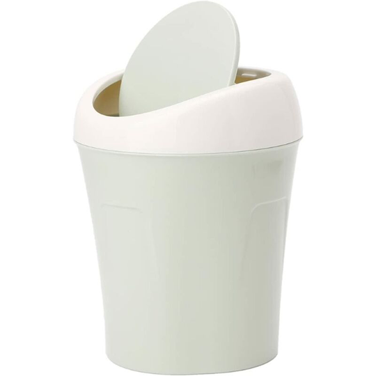 Mini Plastic Trash Can, Mini Office Garbage Roller Cover Can Trash Garbage Trash Basket Puisson Dustbin Container Home Car (Color: c)